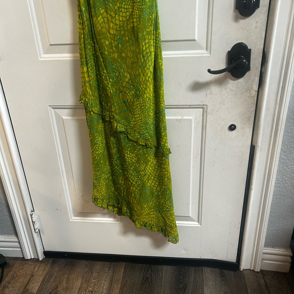 Y2K Allen B. By Allen Schwartz Asymmetrical Green Dress Sz 4 - Picture 5 of 15